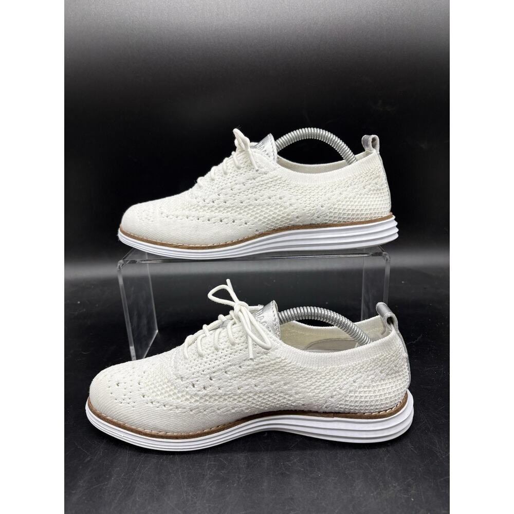 Cole Haan Women 5.5 B Grand Stitchlite Wingtip Oxford White Knit Shoes W11514 - Picture 2 of 7
